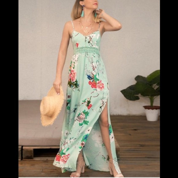 👗LAST ONE👗 MINT FLORAL MAXI DRESS - Picture 3 of 7